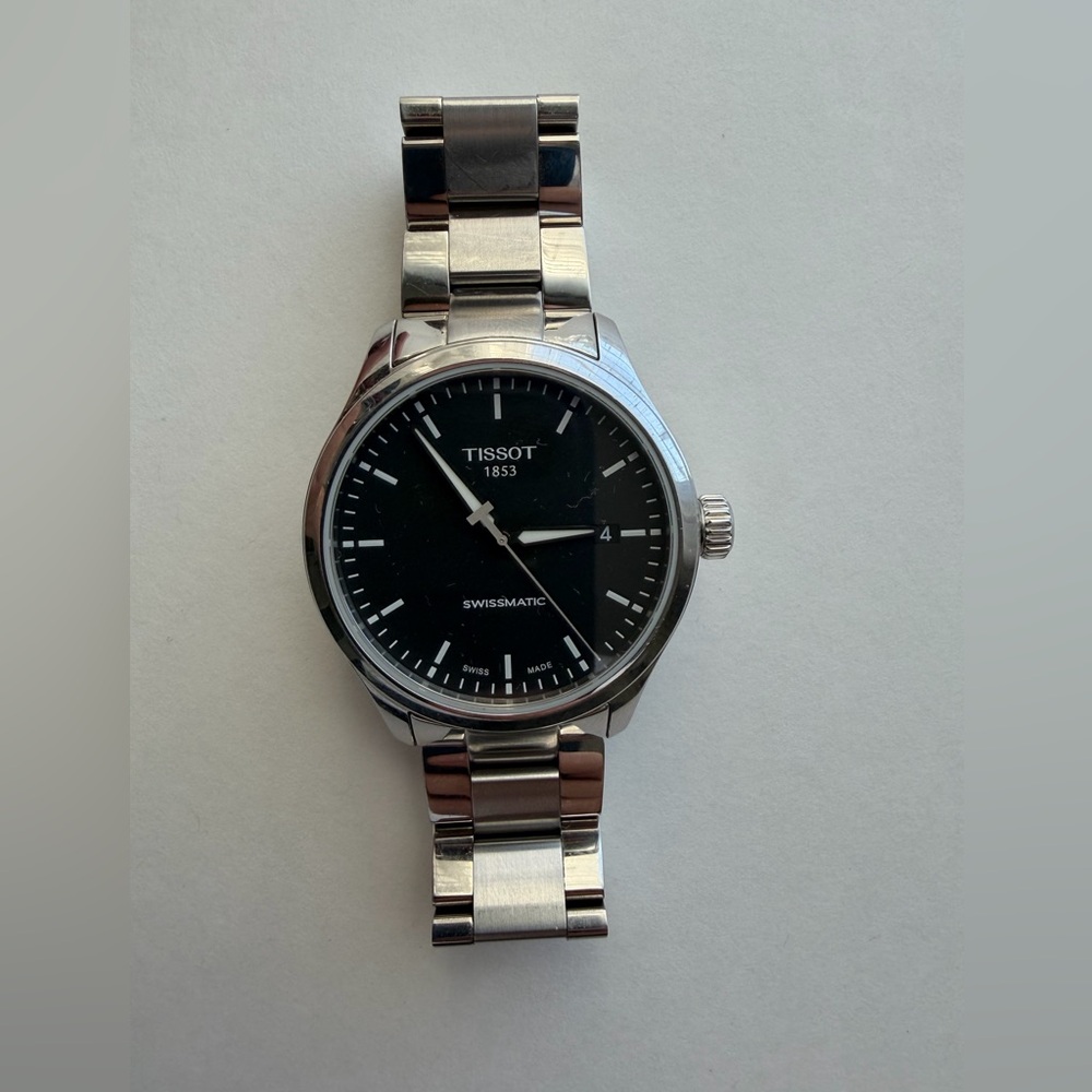 Tissot Stainless Steel Watch with Black Dial